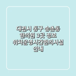 대전시 동구 송촌동 한의원 3곳 정보 - 위치/운영시간/편의시설 안내