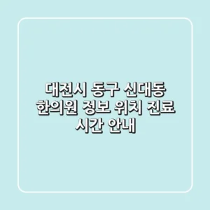 대전시 동구 신대동 한의원 정보 - 위치, 진료 시간 안내