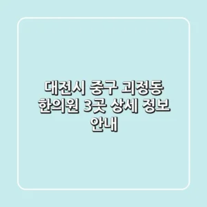 대전시 중구 괴정동 한의원 3곳 상세 정보 안내