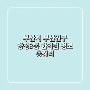 부산시 부산진구 양정3동 한의원 정보 총정리