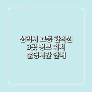 삼척시 교동 한의원 3곳 정보 - 위치, 운영시간 안내