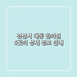 경산시 대동 한의원 5곳의 상세 정보 안내