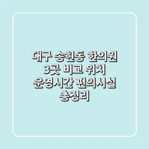 대구 송현동 한의원 3곳 비교: 위치, 운영시간, 편의시설 총정리