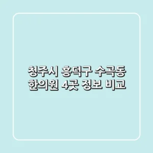 청주시 흥덕구 수곡동 한의원 4곳 정보 비교