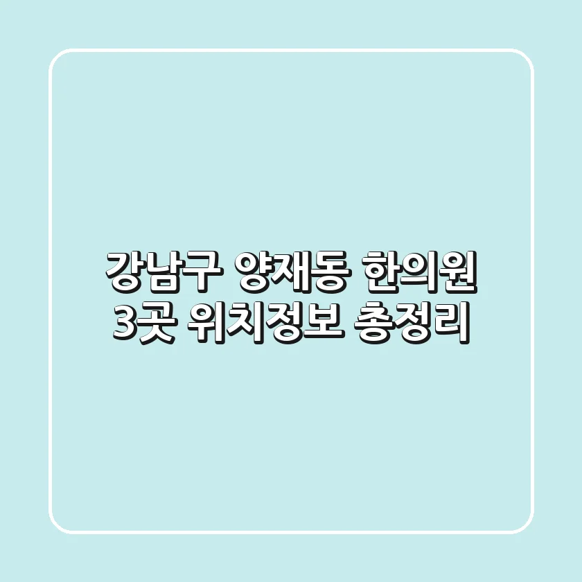 강남구 양재동 한의원 3곳 위치/정보 총정리