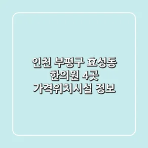 인천 부평구 효성동 한의원 4곳 가격/위치/시설 정보