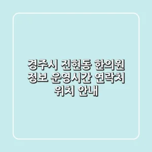 경주시 진현동 한의원 정보 - 운영시간, 연락처, 위치 안내