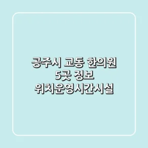 공주시 교동 한의원 5곳 정보 - 위치/운영시간/시설
