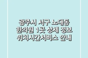 광주시 서구 노대동 한의원 1곳 상세 정보 – 위치/시간/서비스 안내