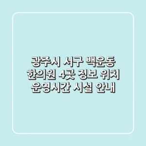 광주시 서구 백운동 한의원 4곳 정보 - 위치, 운영시간, 시설 안내
