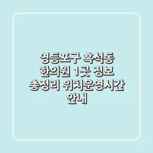 영등포구 흑석동 한의원 1곳 정보 총정리 - 위치/운영시간 안내