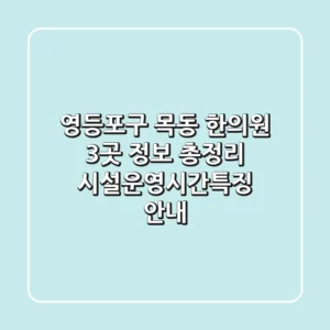 영등포구 목동 한의원 3곳 정보 총정리 - 시설/운영시간/특징 안내