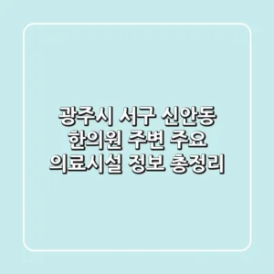 광주시 서구 신안동 한의원 주변 주요 의료시설 정보 총정리