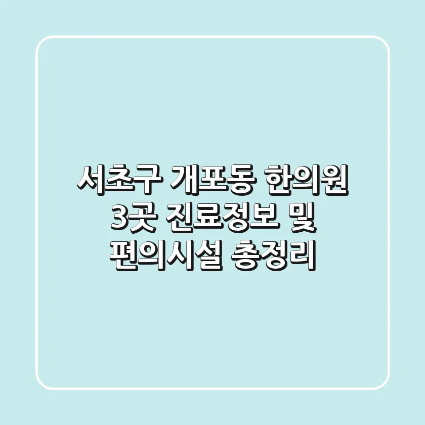 서초구 개포동 한의원 3곳 진료정보 및 편의시설 총정리