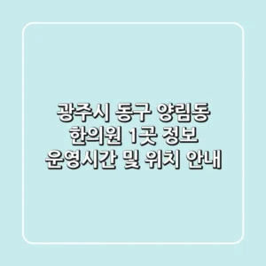 광주시 동구 양림동 한의원 1곳 정보 - 운영시간 및 위치 안내