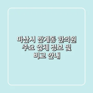 마산시 반계동 한의원 주요 업체 정보 및 비교 안내