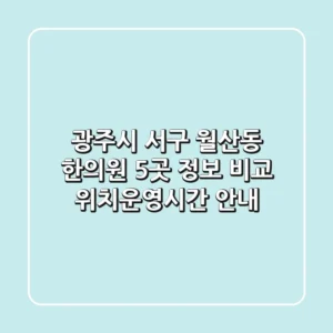 광주시 서구 월산동 한의원 5곳 정보 비교 - 위치/운영시간 안내