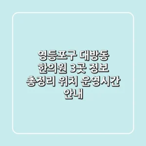 영등포구 대방동 한의원 3곳 정보 총정리 - 위치, 운영시간 안내