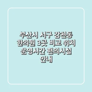 부산시 서구 감천동 한의원 3곳 비교 - 위치, 운영시간, 편의시설 안내