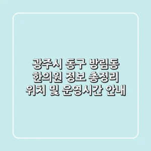광주시 동구 방림동 한의원 정보 총정리 - 위치 및 운영시간 안내