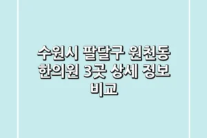 수원시 팔달구 원천동 한의원 3곳 상세 정보 비교