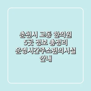 춘천시 교동 한의원 5곳 정보 총정리 - 운영시간/주소/편의시설 안내